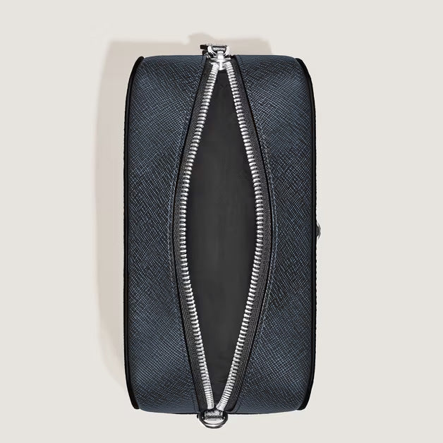 Montblanc trousse da toilette piccola pelle Sartorial tweed blu 221696