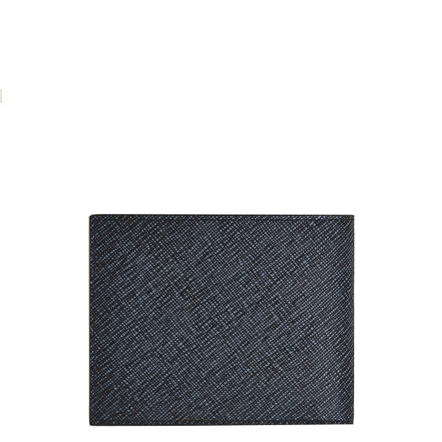 Montblanc portafoglio 6 tasche pelle Sartorial tweed blu 220384