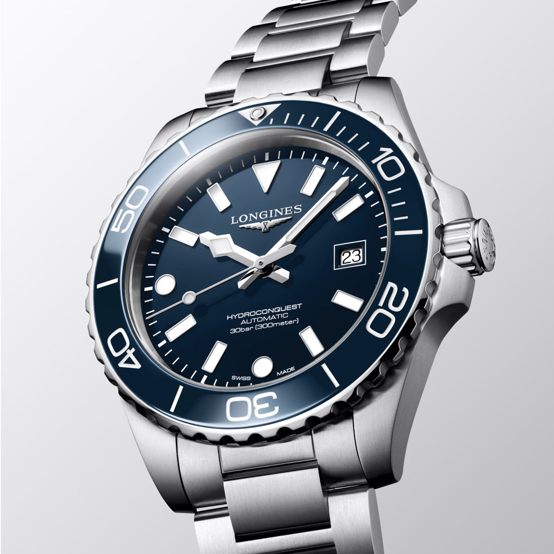 Montre Longines Hydroconquest 42 mm en acier automatique bleu L3.788.4.96.6