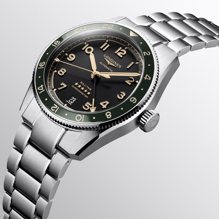 Montre Longines Spirit Zulu Time 39mm anthracite automatique acier L3.802.4.63.6