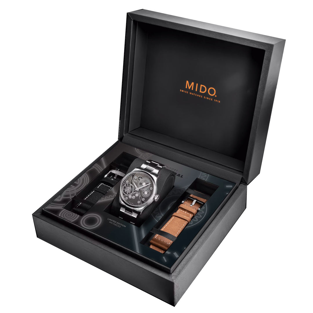 Mido Multifer Mechanical Watch Limited Edition 999 Stücke 44 mm Anthrazit Ladehandbuch Stahl M038.605.11.060.00