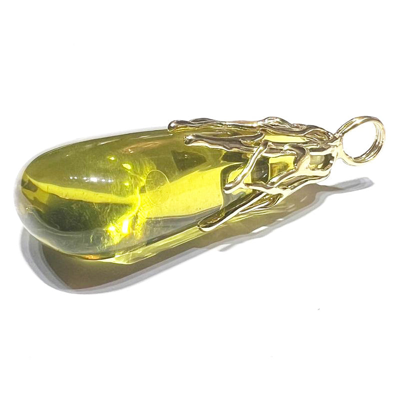 Capodagli Amber pendant, 925 silver setting, yellow gold PVD finish AC 00676