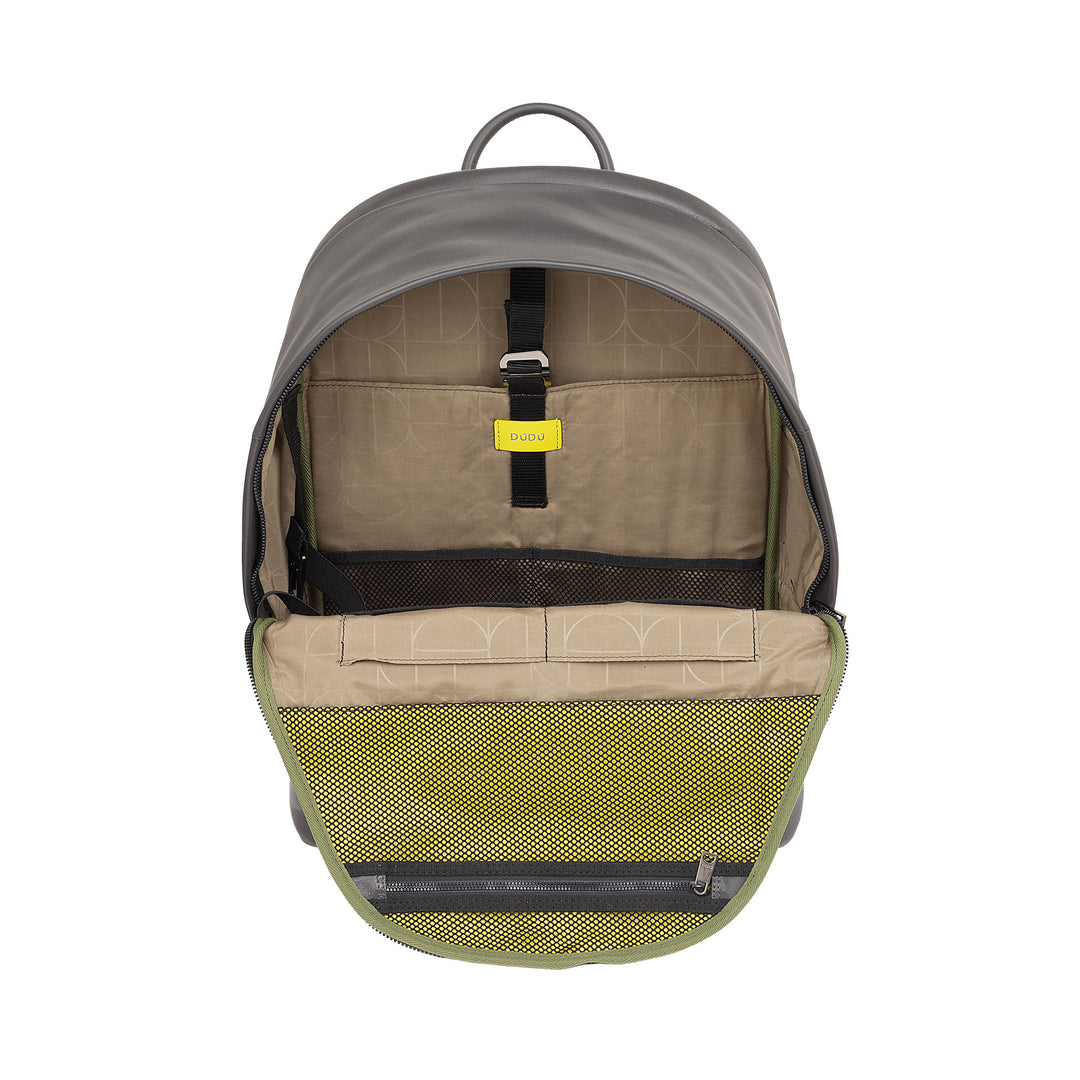 DUDU Sac à dos en cuir pour homme et femme, support PC 15 L – Sac à dos élégant de voyage et de travail avec poche rembourrée pour ordinateur portable (jusqu&