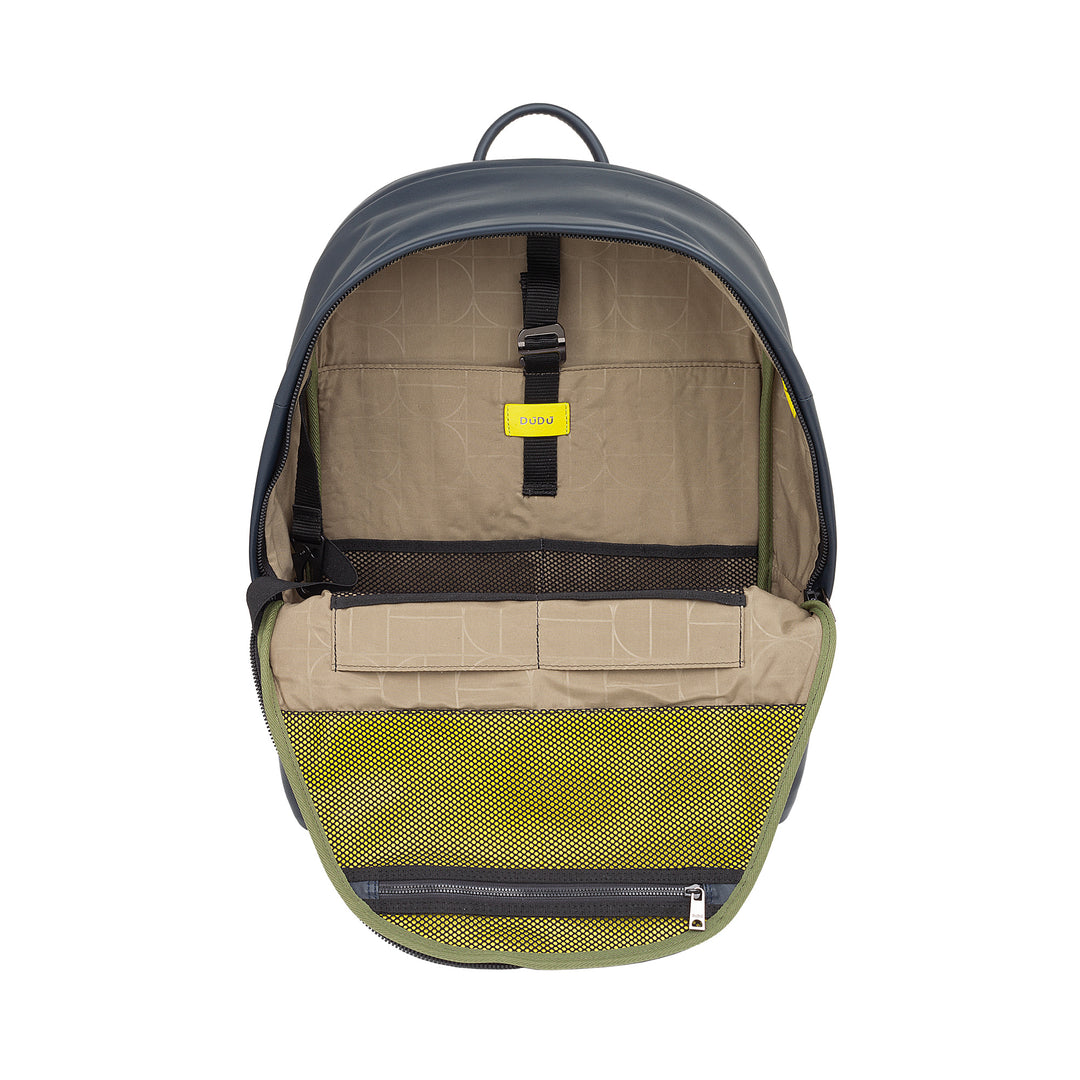 DUDU Sac à dos en cuir pour homme et femme, support PC 15 L – Sac à dos élégant de voyage et de travail avec poche rembourrée pour ordinateur portable (jusqu&