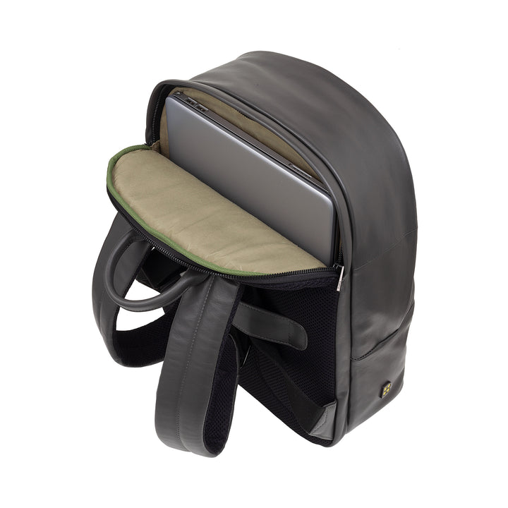 DUDU Sac à dos en cuir pour homme et femme, support PC 15 L – Sac à dos élégant de voyage et de travail avec poche rembourrée pour ordinateur portable (jusqu&