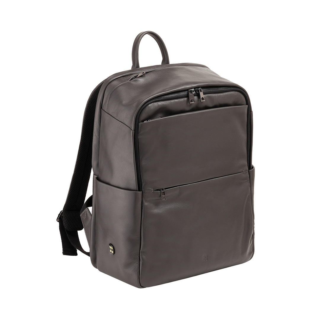 DUDU Mochila de Cuero para Hombre y Mujer, Soporte para PC hasta 15.6" MacBook 16 Pulgadas, Mochila de Viaje de 20 Litros, Elegante Mochila Multicompartimentos para Oficina de Trabajo