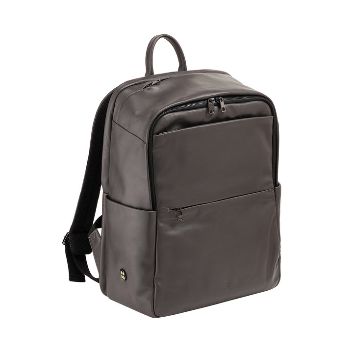 DUDU Mochila de Cuero para Hombre y Mujer, Soporte para PC hasta 15.6" MacBook 16 Pulgadas, Mochila de Viaje de 20 Litros, Elegante Mochila Multicompartimentos para Oficina de Trabajo