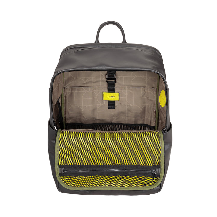 DUDU Mochila de Cuero para Hombre y Mujer, Soporte para PC hasta 15.6" MacBook 16 Pulgadas, Mochila de Viaje de 20 Litros, Elegante Mochila Multicompartimentos para Oficina de Trabajo