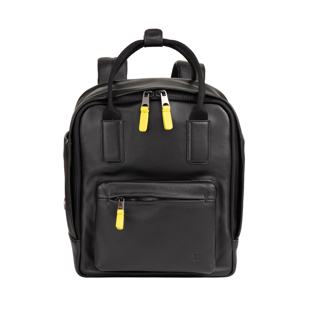DUDU Sac à dos en cuir pour hommes et femmes - Sac à dos décontracté unisexe élégant et compact, 6,5 litres, avec poche avant et compartiment pour tablette, parfait pour le travail, les voyages et les loisirs
