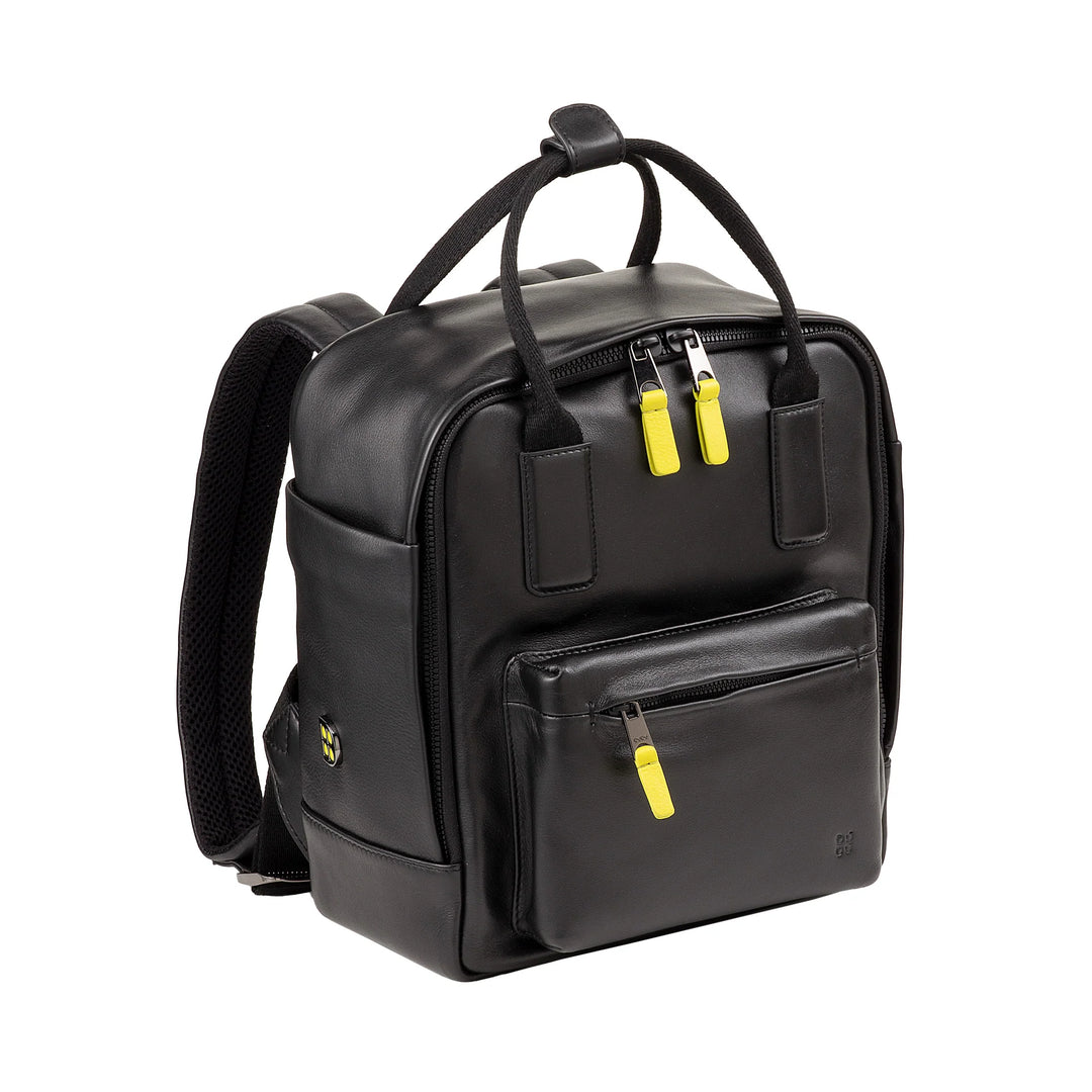 DUDU Sac à dos en cuir pour hommes et femmes - Sac à dos décontracté unisexe élégant et compact, 6,5 litres, avec poche avant et compartiment pour tablette, parfait pour le travail, les voyages et les loisirs