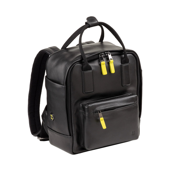DUDU Sac à dos en cuir pour hommes et femmes - Sac à dos décontracté unisexe élégant et compact, 6,5 litres, avec poche avant et compartiment pour tablette, parfait pour le travail, les voyages et les loisirs