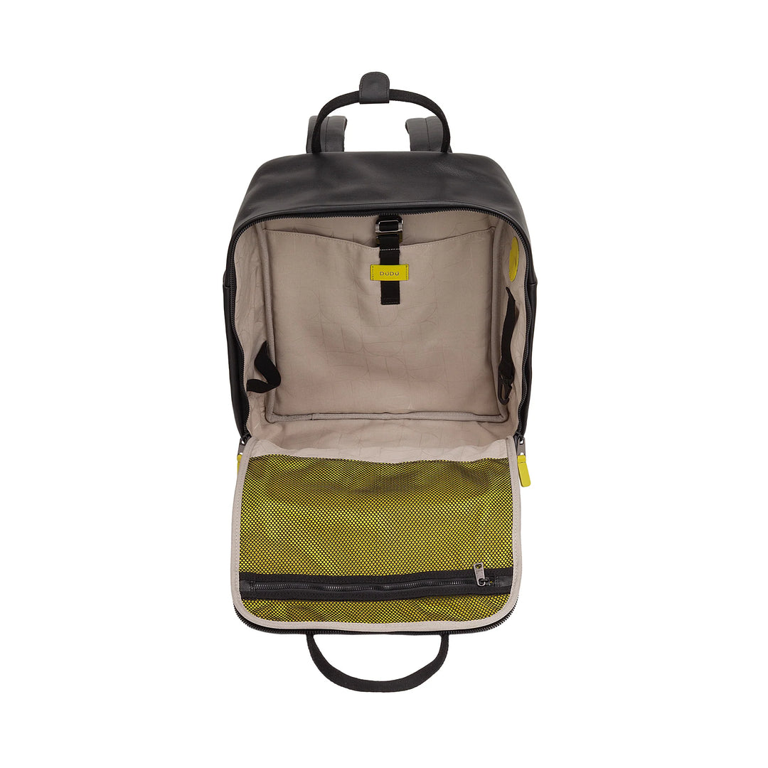 DUDU Sac à dos en cuir pour hommes et femmes - Sac à dos décontracté unisexe élégant et spacieux, 19 litres, avec poche avant et compartiment pour tablette, parfait pour le travail, les voyages et le temps libre