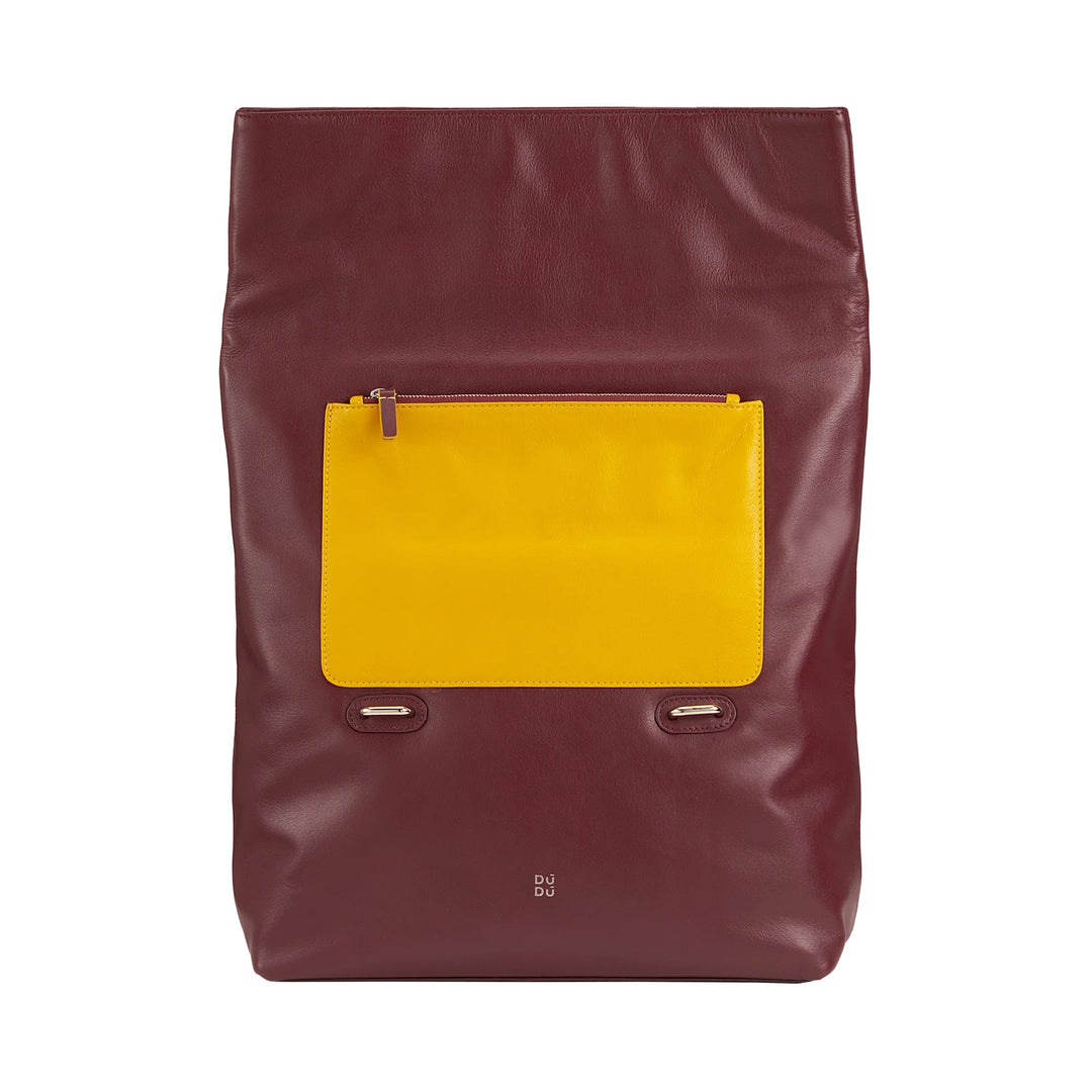 DUDU Zaino Colorato in Pelle da Uomo Donna, Zaino Grande Morbido 14L Multitasche Design Sportivo Casual