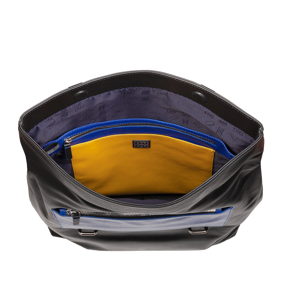DUDU Zaino Colorato in Pelle da Uomo Donna, Zaino Grande Morbido 14L Multitasche Design Sportivo Casual