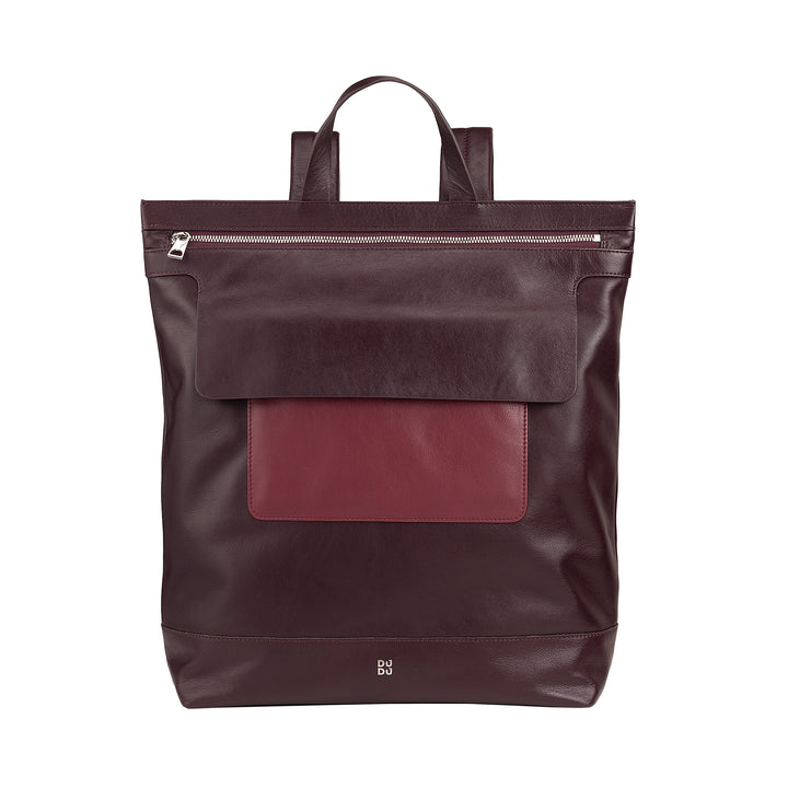 DUDU Mochila para Hombre, Mochila Informal Suave para Mujer en Piel Auténtica con Cremallera, Mochila Grande y Colorida para Trabajo y Ocio