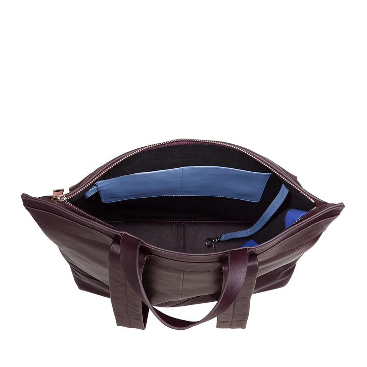 DUDU Mochila para Hombre, Mochila Informal Suave para Mujer en Piel Auténtica con Cremallera, Mochila Grande y Colorida para Trabajo y Ocio