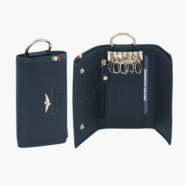 Aeronautica Militare Porte-clés en cuir avec porte-billets et porte-monnaie AM108-BL - Capodagli 1937