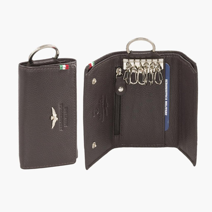 Aeronautica Militare Porte-clés en cuir avec porte-billets et porte-monnaie AM108-MO - Capodagli 1937