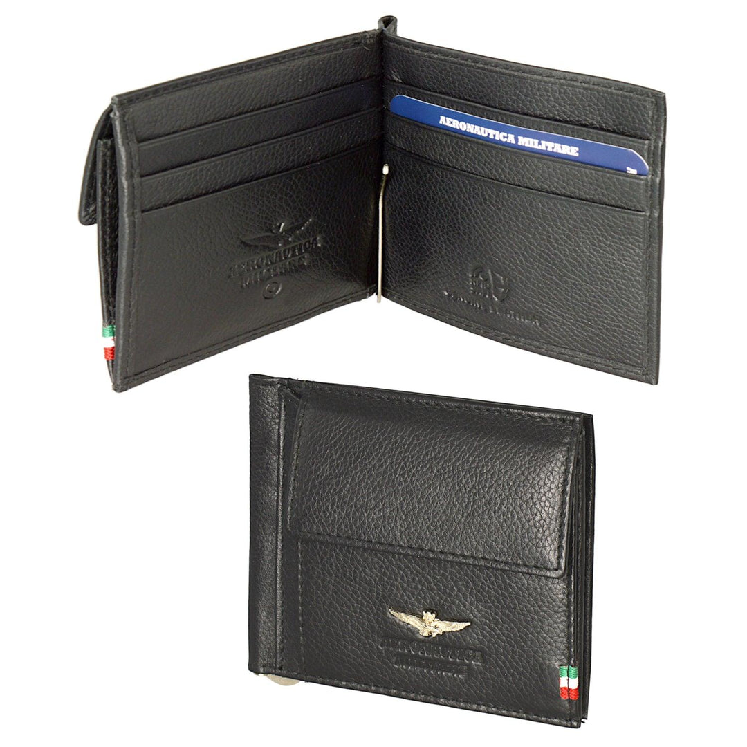 Aeronautica Militare Leather wallet with money clip FLAG AM110-NE - Capodagli 1937