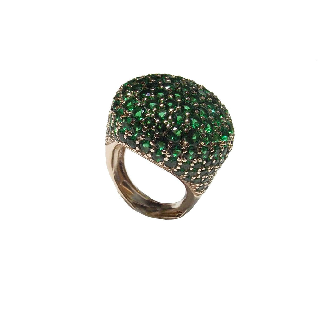 Capodagli Bague Morositas argent 925 finition PVD or jaune quartz vert émeraude CPD-ANE-ARG-0001-VE - Capodagli 1937