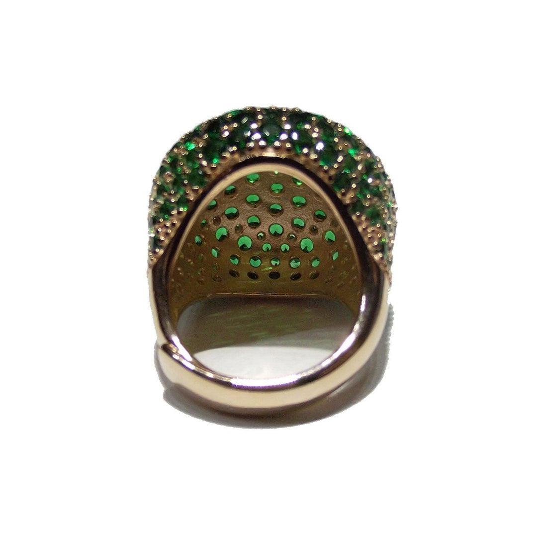 Capodagli Bague Morositas argent 925 finition PVD or jaune quartz vert émeraude CPD-ANE-ARG-0001-VE - Capodagli 1937