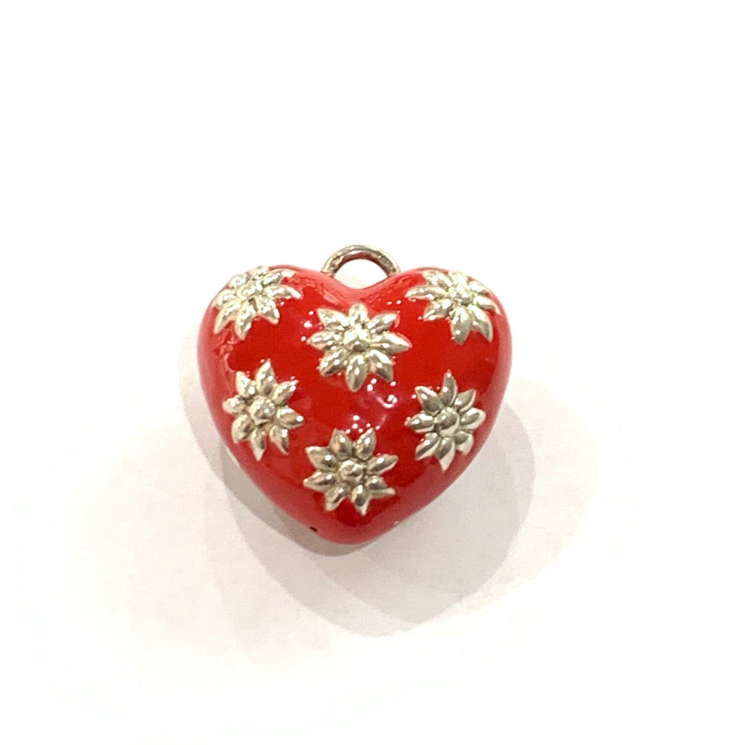 Capodagli charm cuore margherite grande argento 925 smalto rosso CUORE-G-Ro - Capodagli 1937