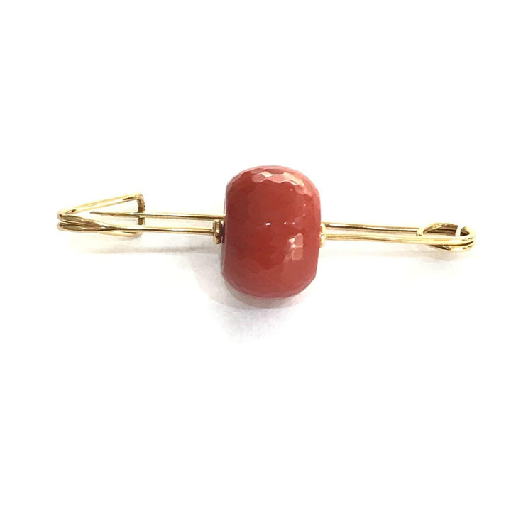 Capodagli Spilla Balia oro 18kt Corallo Sardo sfaccettato BALIA-ROSSO - Gioielleria Capodagli