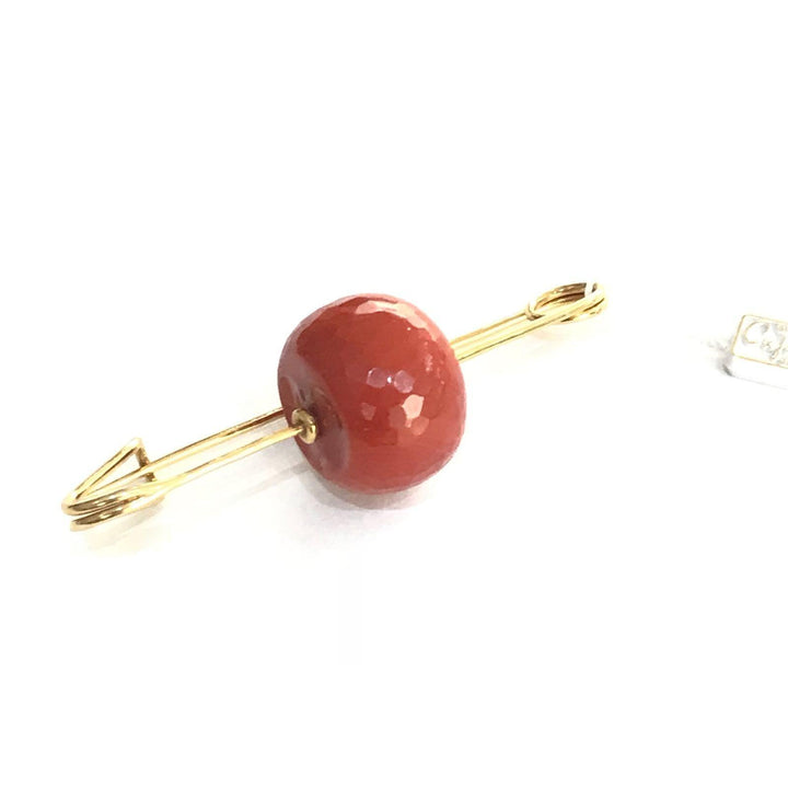 Capodagli Spilla Balia oro 18kt Corallo Sardo sfaccettato BALIA-ROSSO - Gioielleria Capodagli