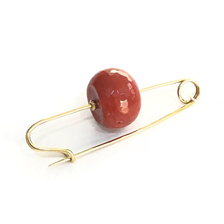 Capodagli Spilla Balia oro 18kt Corallo Sardo sfaccettato BALIA-ROSSO - Gioielleria Capodagli