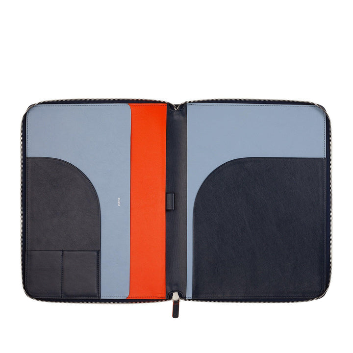 DUDU Cartella Portadocumenti A4 in Pelle Portablocco da Ufficio Cartellina Porta Tablet iPad Multicolore con Zip - Capodagli 1937