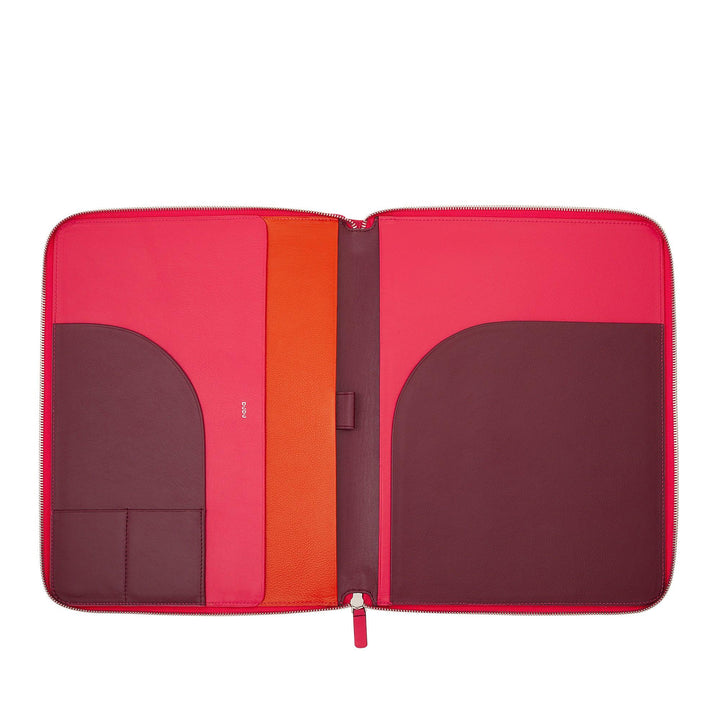 DUDU Cartella Portadocumenti A4 in Pelle Portablocco da Ufficio Cartellina Porta Tablet iPad Multicolore con Zip - Capodagli 1937