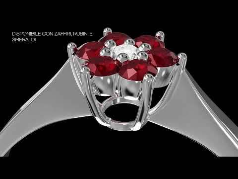 Цветочное кольцо Flores 18kt Diamonds 0,03ct Изумруды 0,14ct 0130-2A