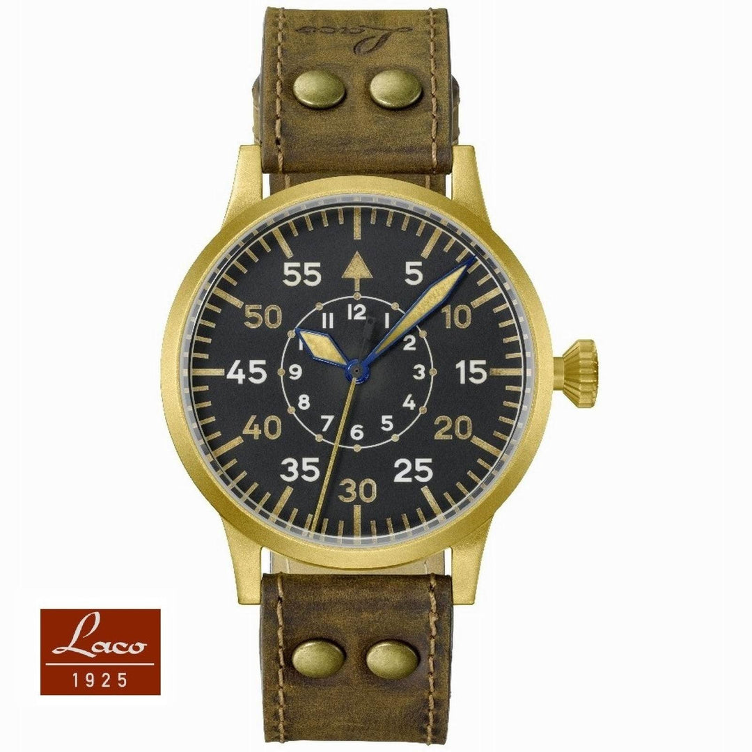 Laco 1925 orologio Dortmund Bronze 45mm nero manuale acciaio bronzo 862088 - Gioielleria Capodagli