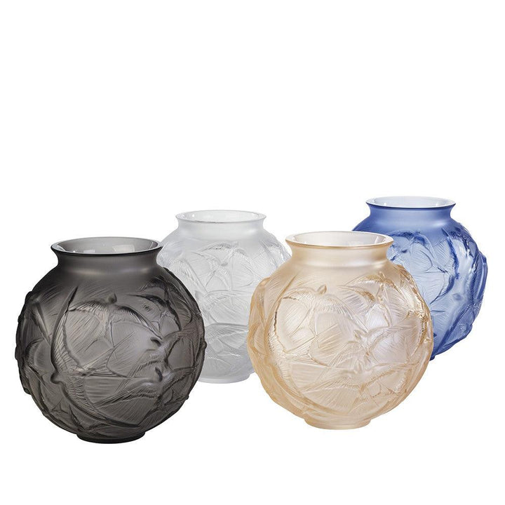 Lalique vaso medio Hirondelles cristallo trasparente 10624100 - Gioielleria Capodagli