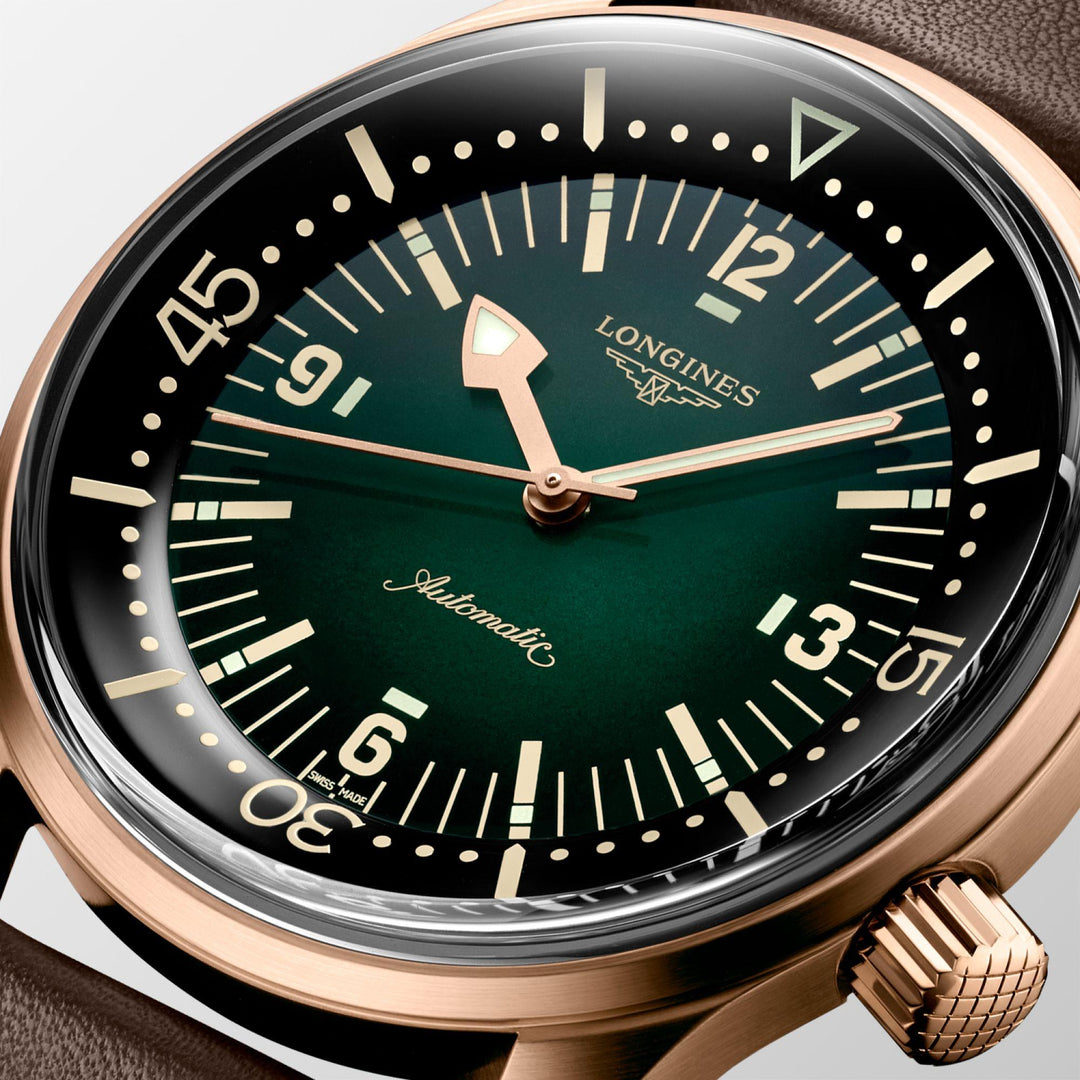 Longines orologio The Longines Legend Diver Watch 42mm verde automatico bronzo titanio L3.774.1.50.2 - Gioielleria Capodagli