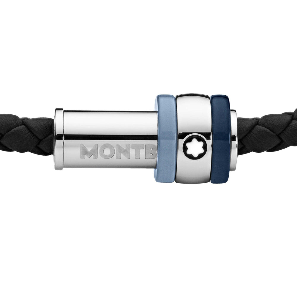 Montblanc bracciale Montblanc 1858 Ice Sea blu pelle intrecciata nera misura L 12951868 - Capodagli 1937