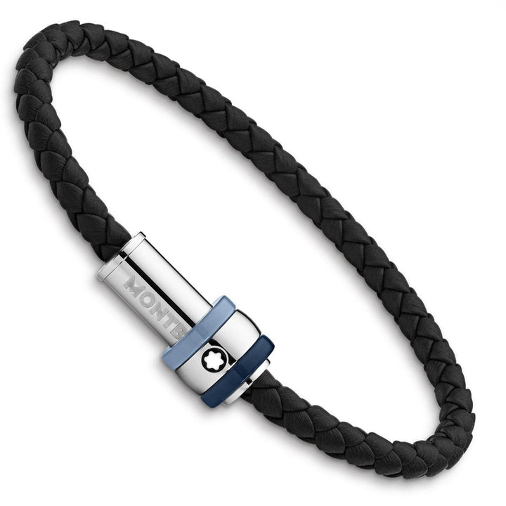 Montblanc bracciale Montblanc 1858 Ice Sea blu pelle intrecciata nera misura L 12951868 - Capodagli 1937