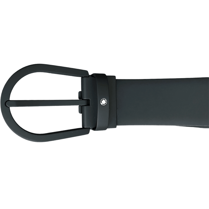 Cinturón Montblanc 35mm hebilla engomada negra y piel engomada negra 129431 - Capodagli 1937