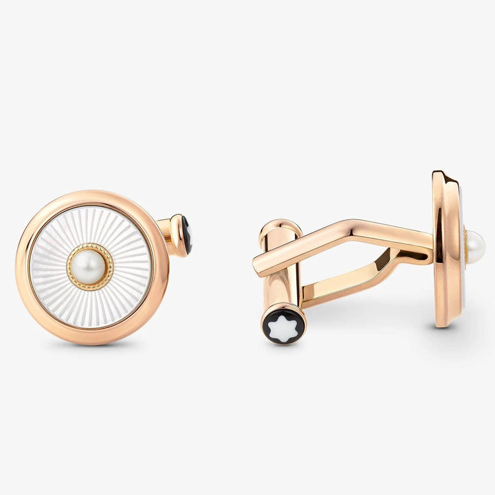 Montblanc cufflinks Homage to Victoria and Albert steel gold finish mother of pearl 129495 - Capodagli 1937