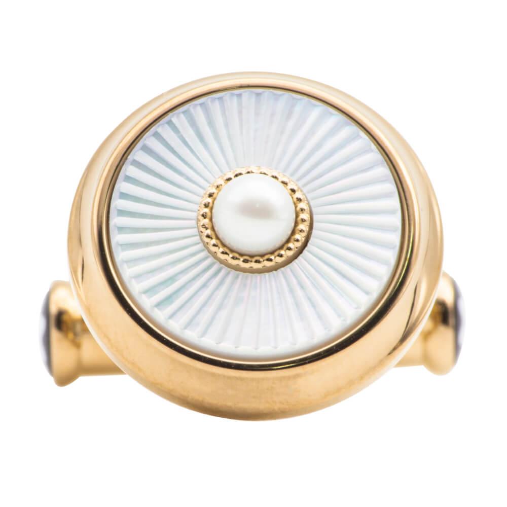 Montblanc cufflinks Homage to Victoria and Albert steel gold finish mother of pearl 129495 - Capodagli 1937