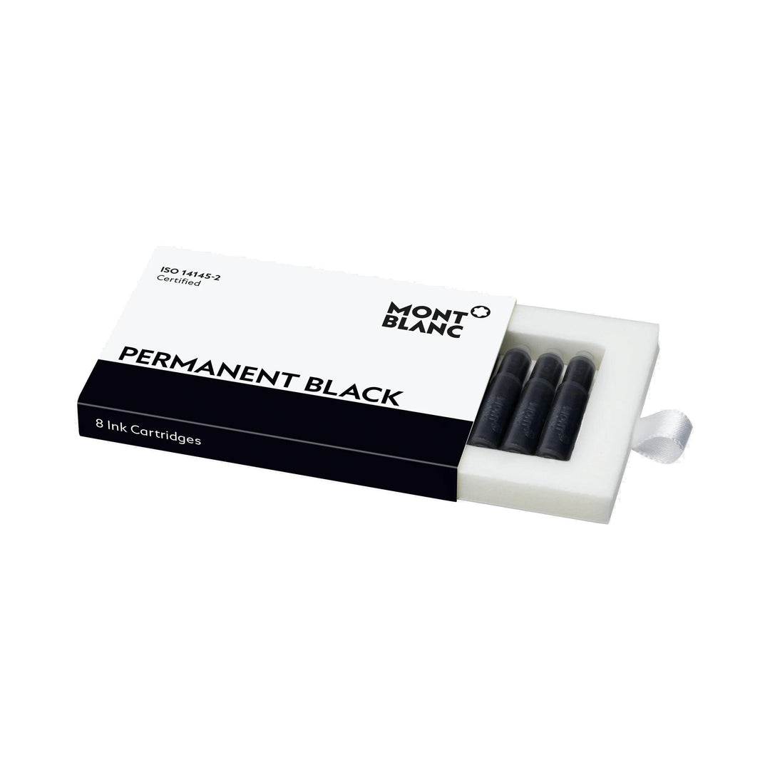 Tinta Montblanc en cartuchos Negro Permanente indeleble negro DIN ISO 14145-2 paquete de 8 unidades 128209 - Capodagli 1937