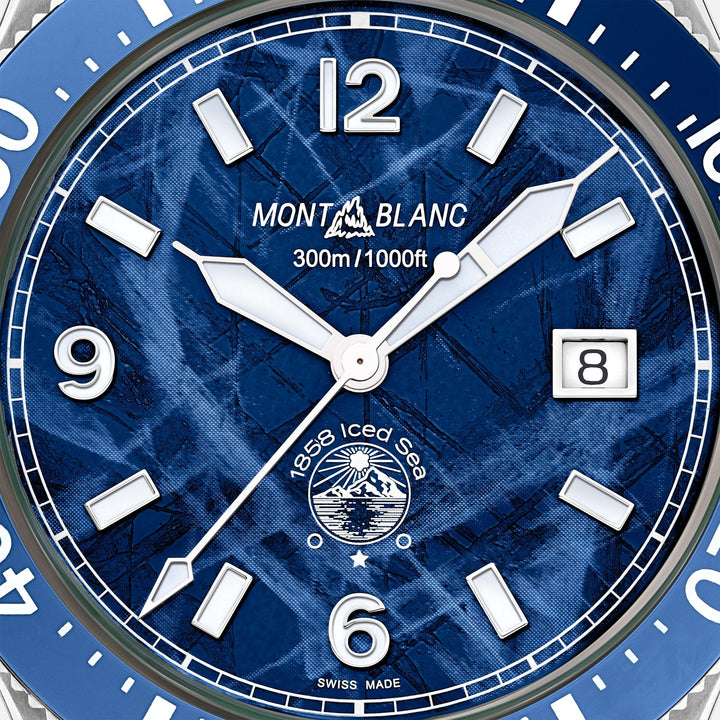 Montblanc orologio 1858 Ice Sea Automatic Date 41mm blu automatico acciaio 129370 - Capodagli 1937