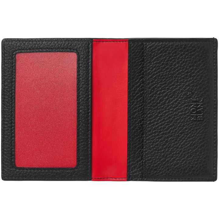 Tarjetero Montblanc con fuelle y bolsillo visible Meisterstück Soft Grain negro rojo 124133 - Gioielleria Capodagli