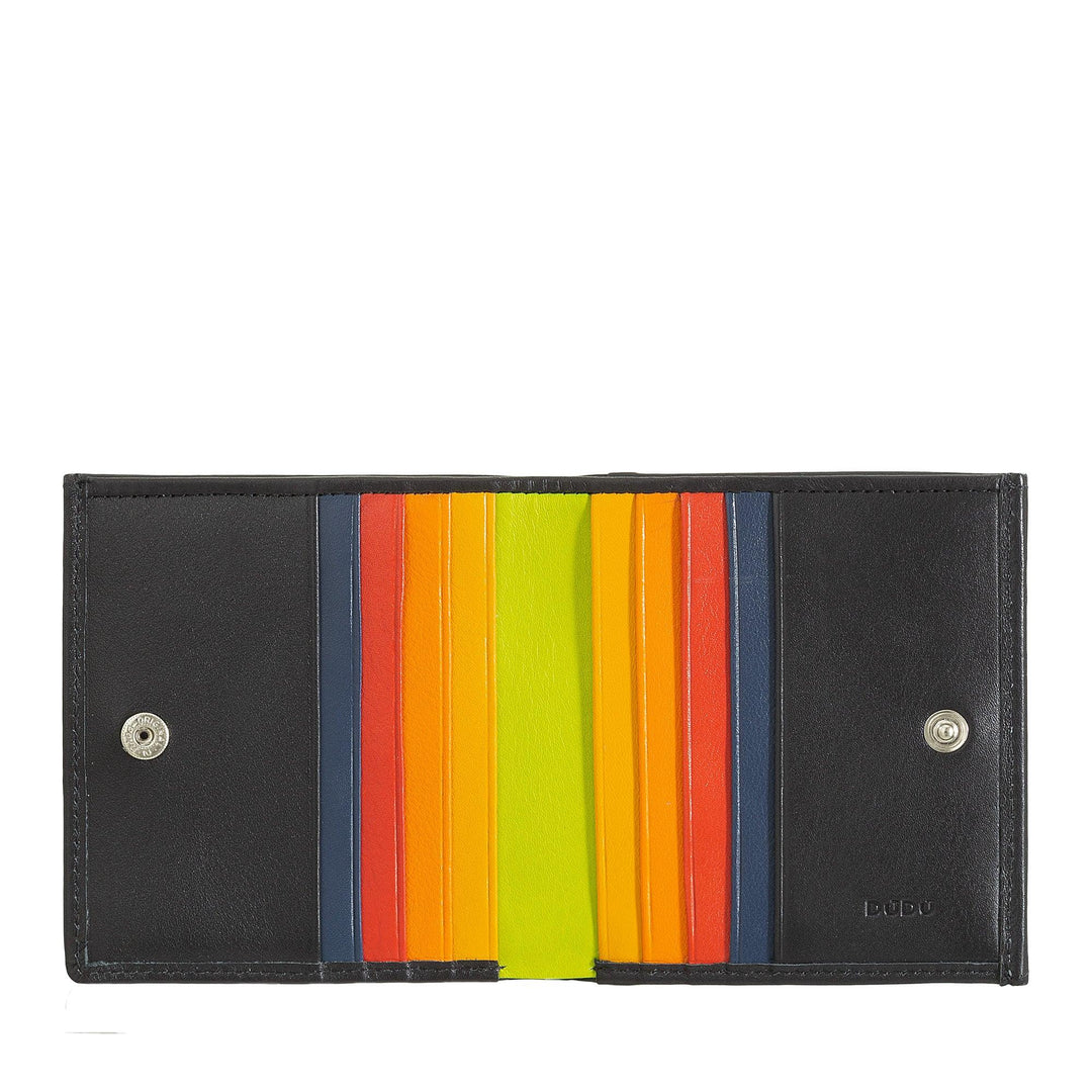 DUDU Portafoglio RFID di pelle multicolore porta carte e monete - Capodagli 1937