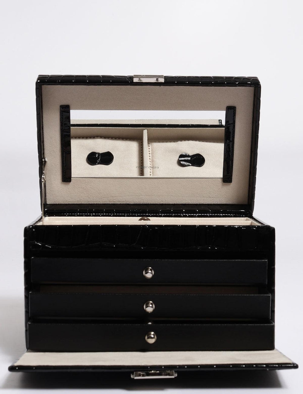 Friedrich23 jewelery box with crocodile print Black 23254-20 - Capodagli 1937