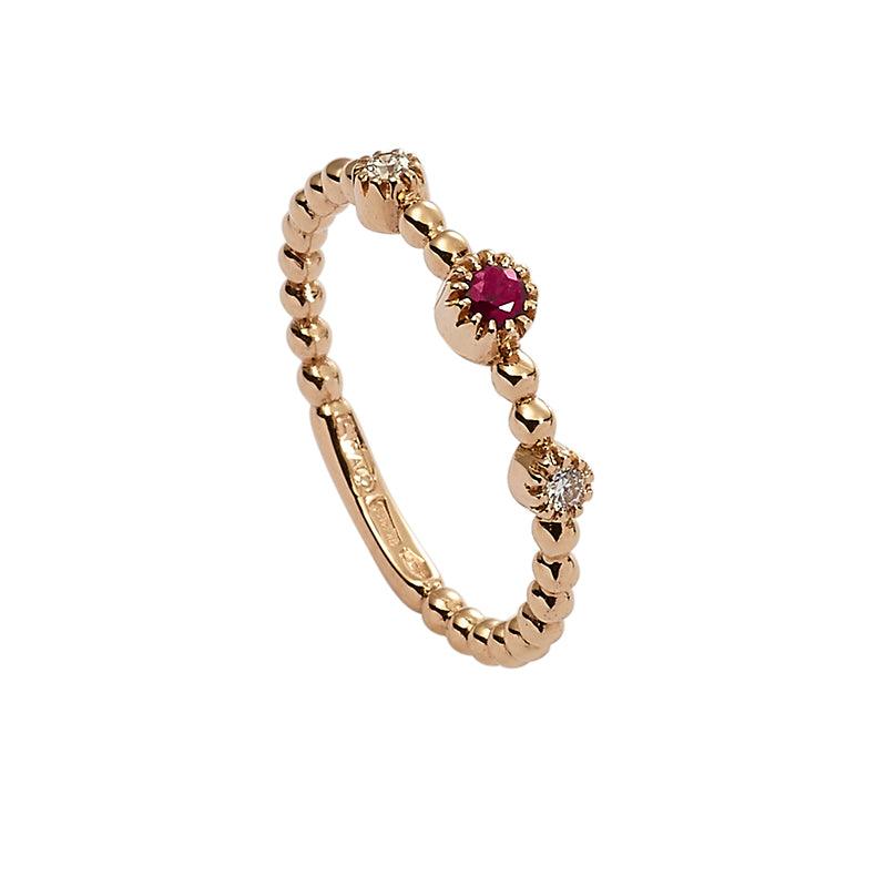 Sidalo anello oro rosa 18Kt 2,20g rubino 0,09ct diamanti 0,06ct M 4937 AR - Gioielleria Capodagli