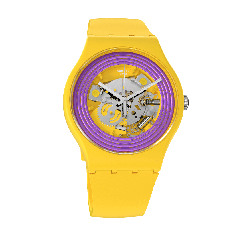 Swatch orologio PURPLE RINGS YELLOW Originals New Gent Biosourced 41mm SO29J100 - Capodagli 1937