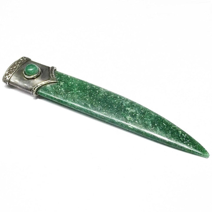 Aventurine letter opener with antique 925 silver cap A-0217-A - Capodagli Jewelery