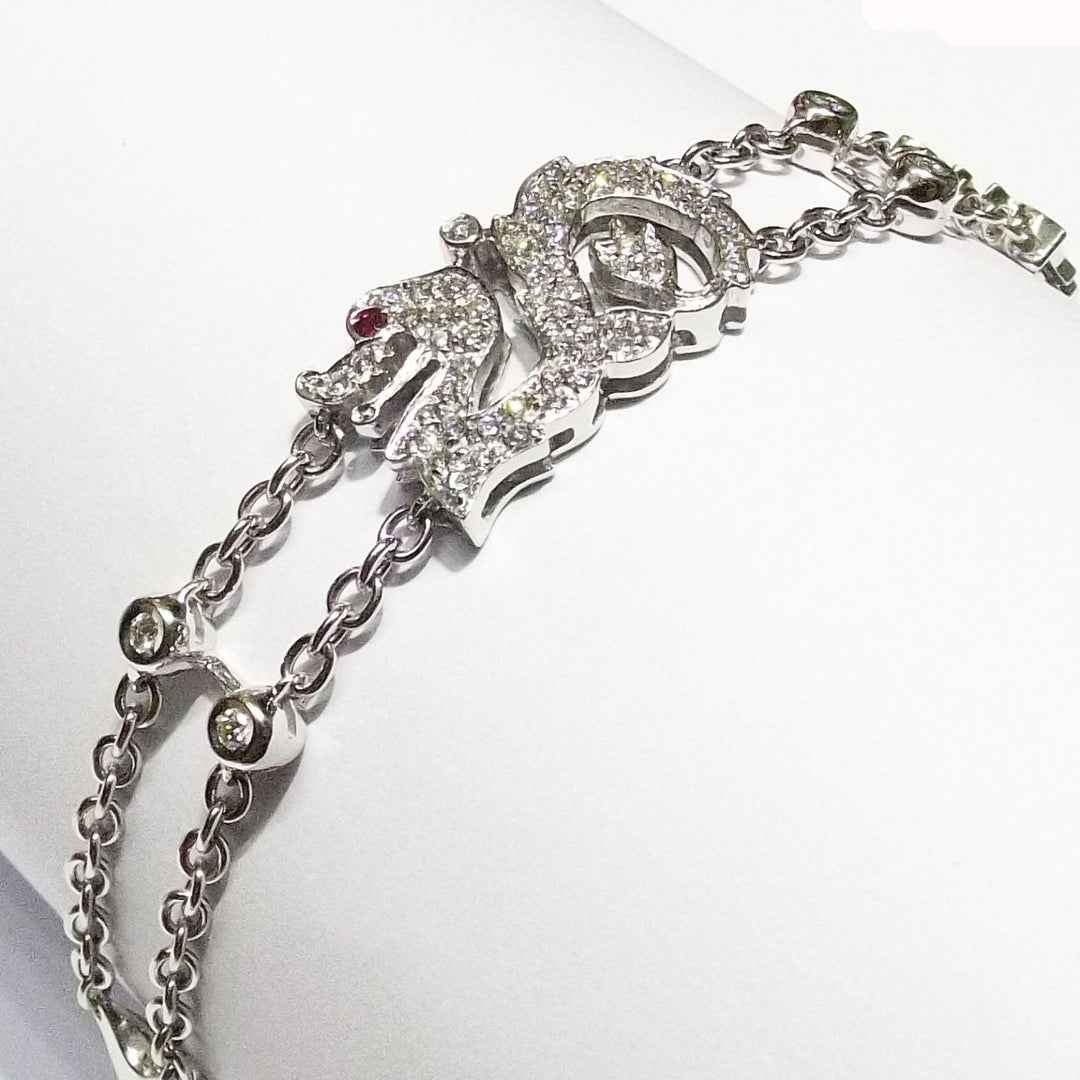 Taverna bracciale Draghi oro bianco 18kt diamanti rubini 0035BR - Capodagli 1937