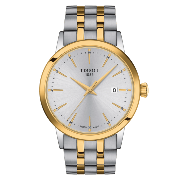 Tissot watch Classic Dream 42mm silver quartz steel PVD yellow gold finish T129.410.22.031.00 - Capodagli 1937